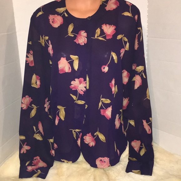 Chaus Tops - CHAUS•Sheer Silky Secretary Blouse Shirt Top 16